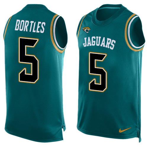 Men's Limited Blake Bortles Nike Jersey Teal Green - #5 Player Name & Number Tank Top NFL Jacksonville Jaguars